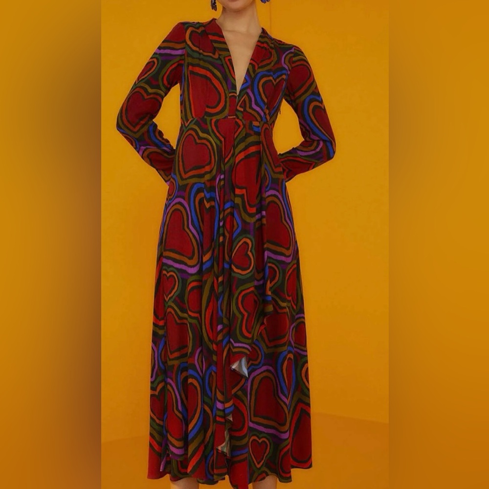 Farm Rio wild rainbow hearts size small dress